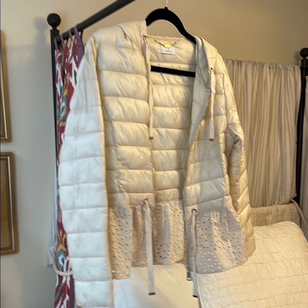 Cream Quilted Hooded Jacket